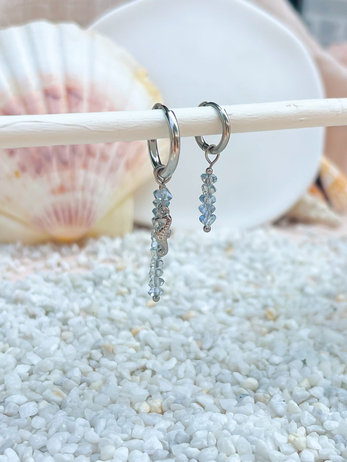 Orecchini Cavalluccio azzurro chiaro silver