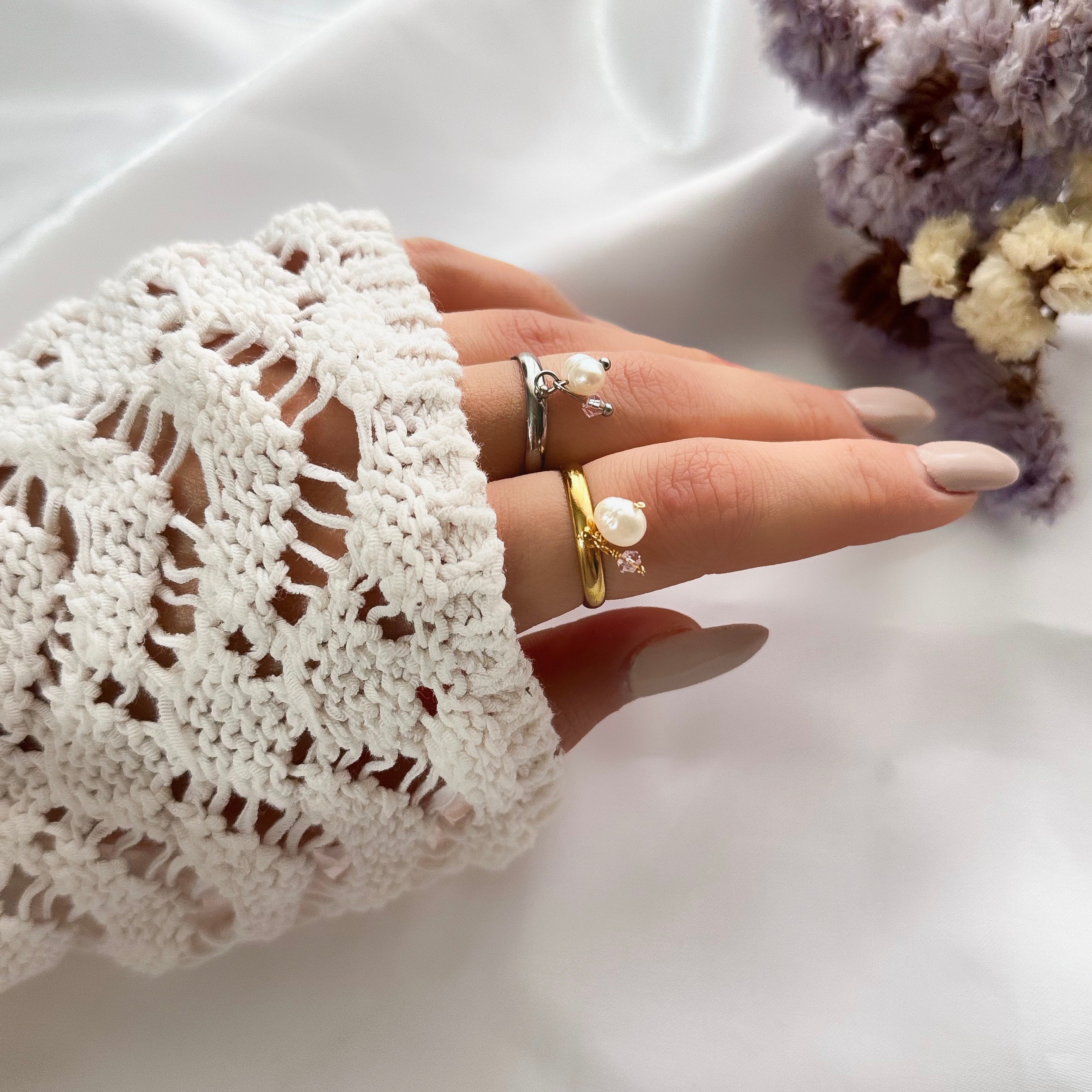 Anello Perla e Crystal