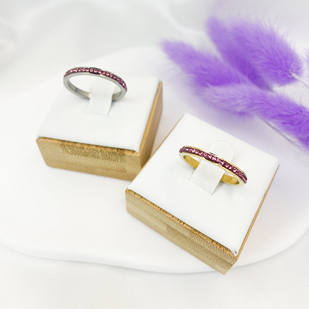 Veretta zirconi rosa