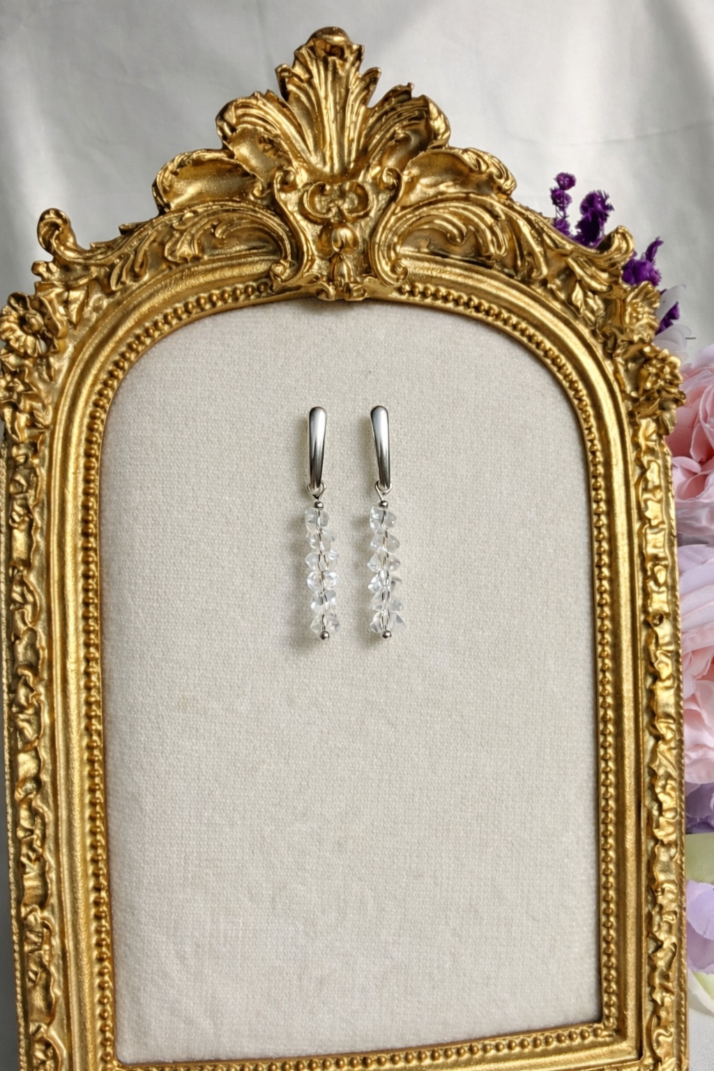 Orecchini Cristalli Pendente Silver