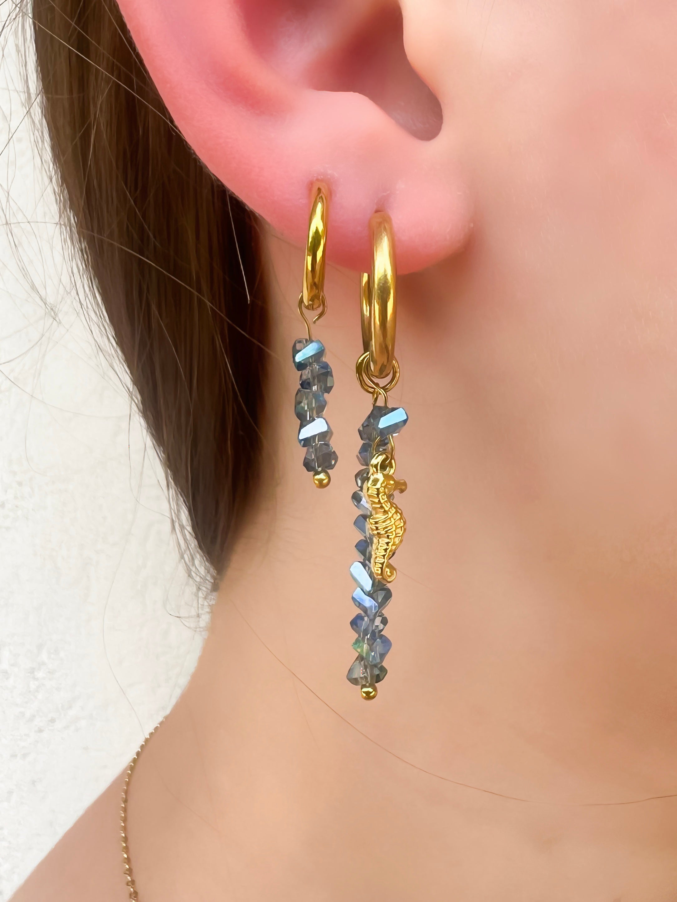 Orecchini Cavalluccio blu gold