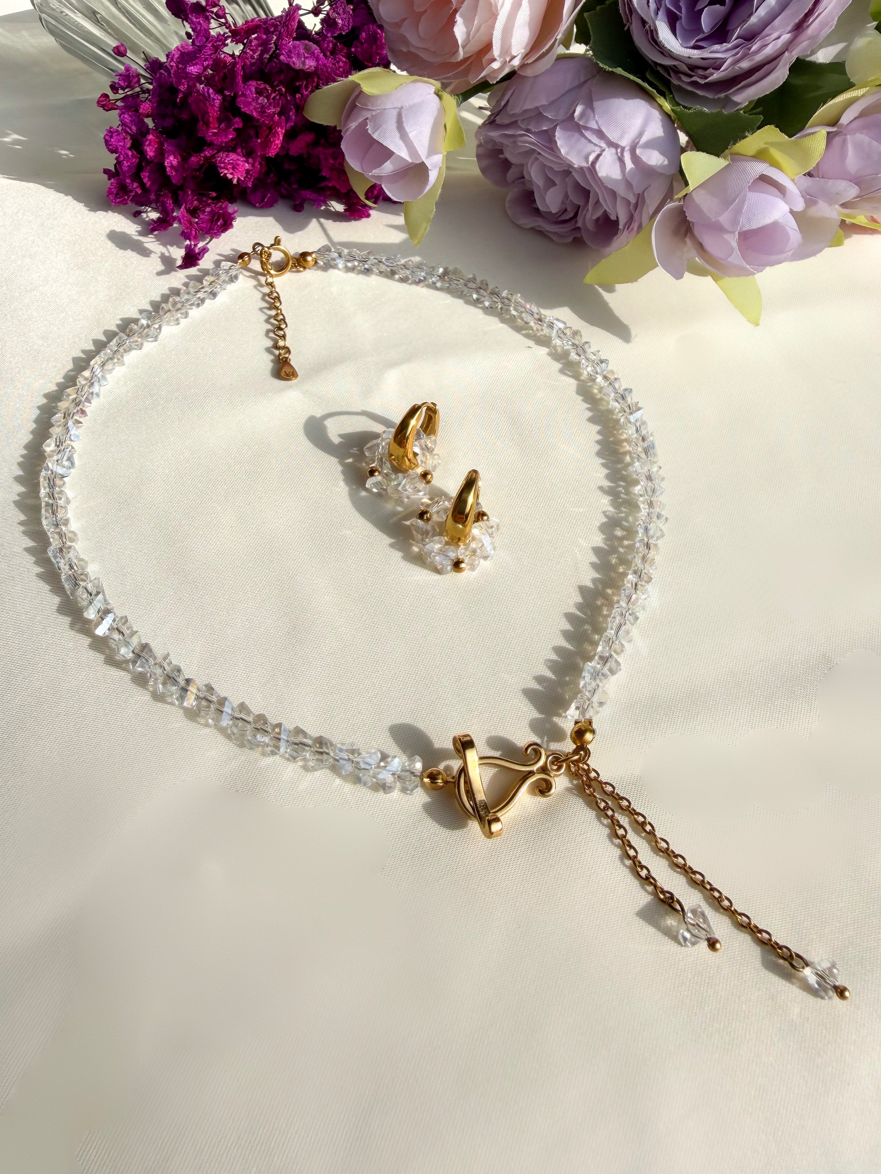 Orecchini Cristalli Cerchio Gold