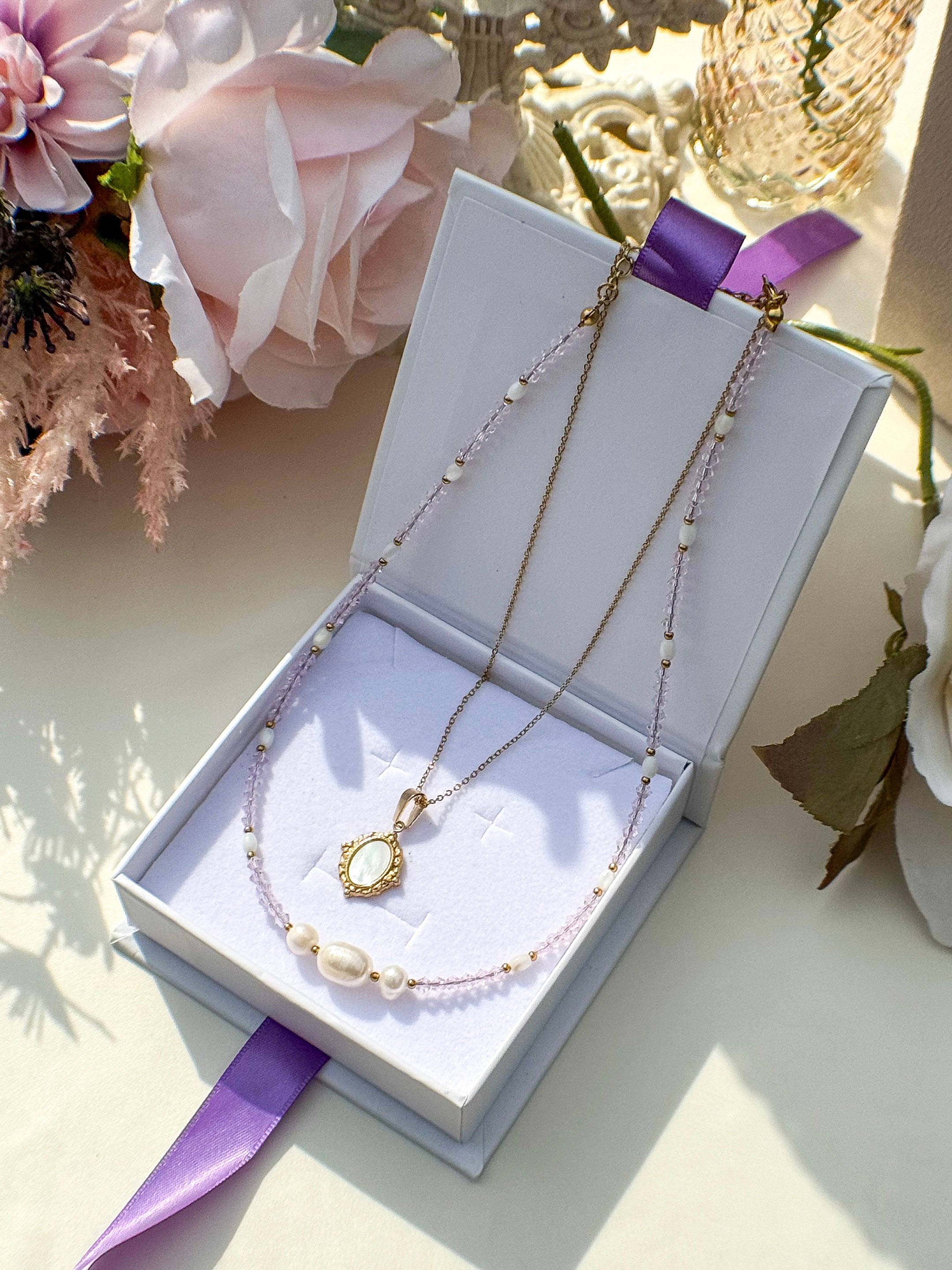 Set Collana Cristalli e Ciondolo Gold