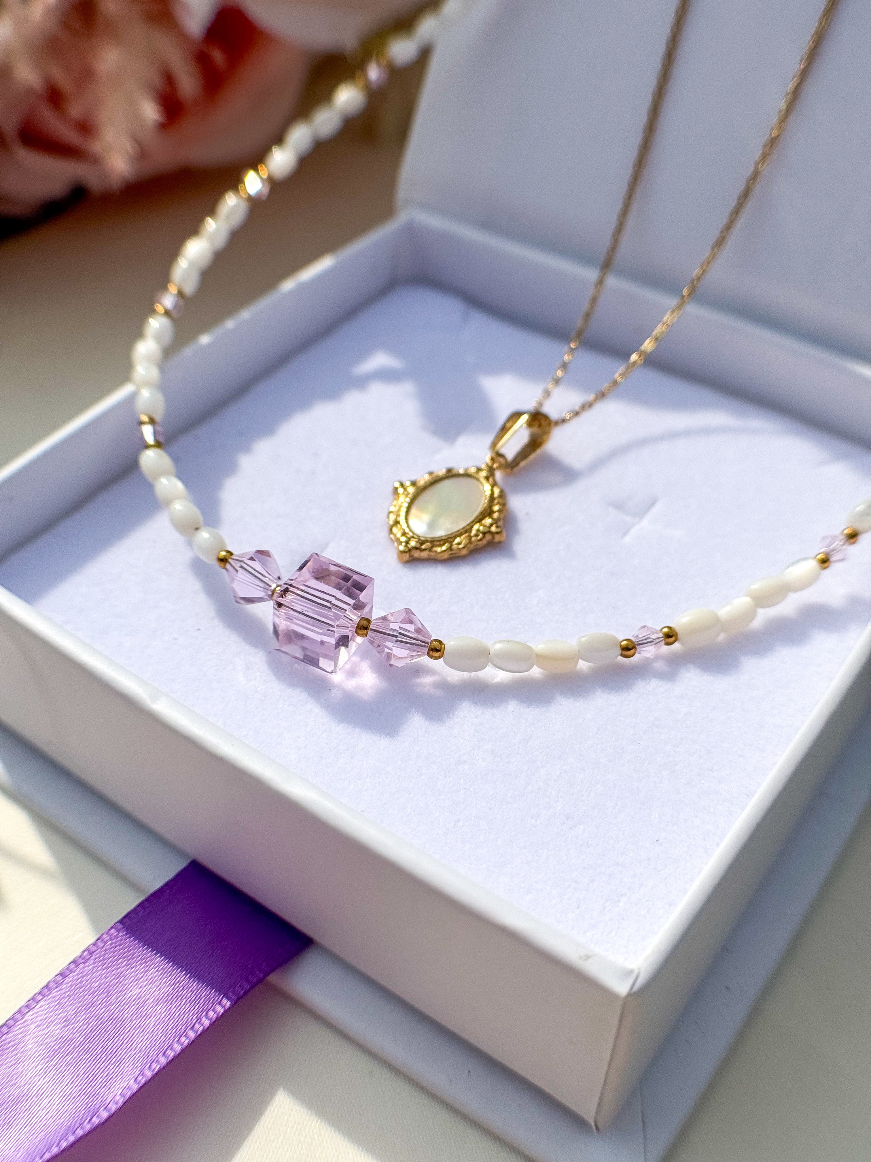 Pearl Necklace and Gold Pendant Set