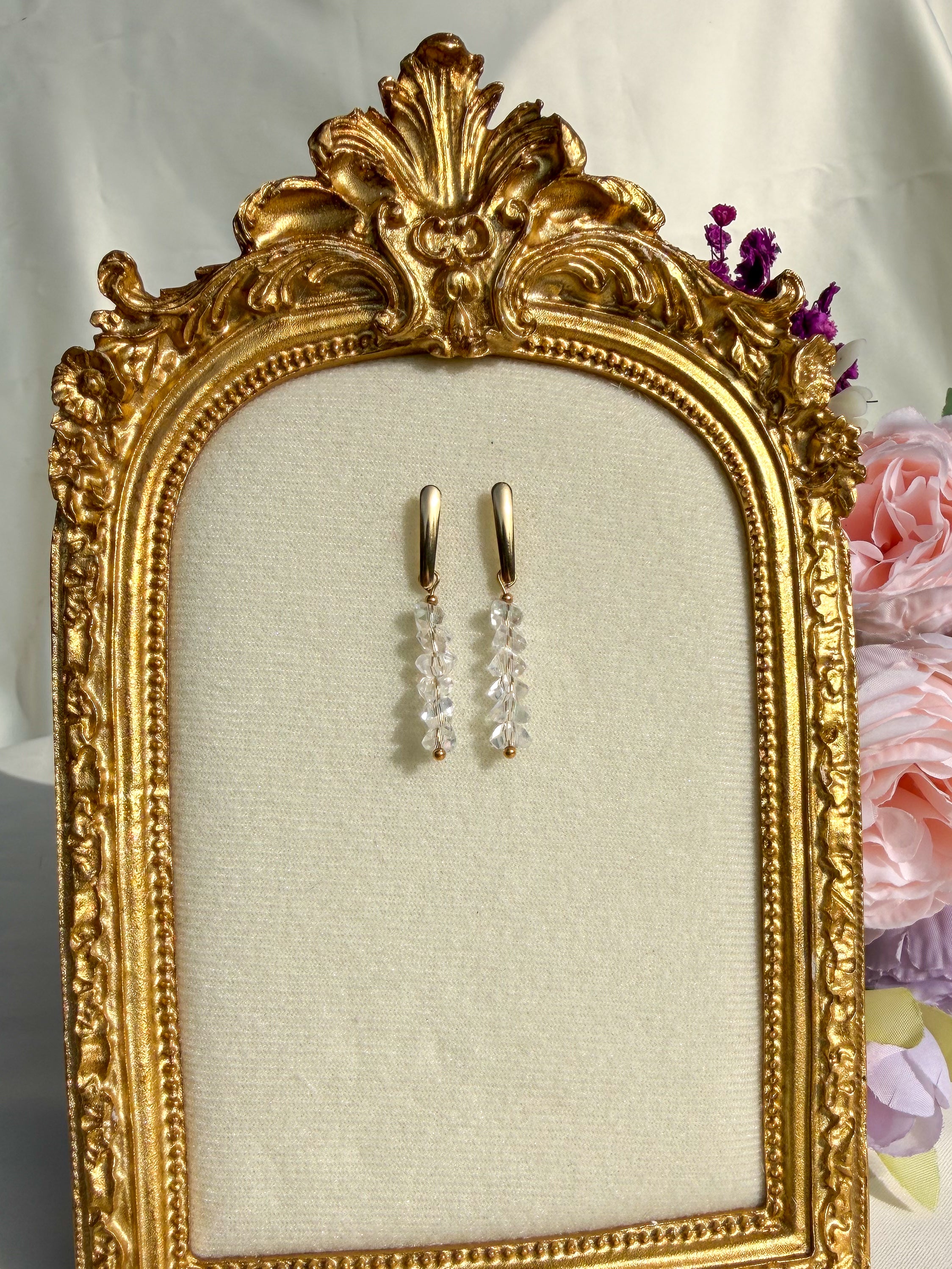 Orecchini Cristalli Pendente Gold